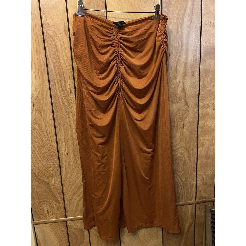 House of Harlow 1960 Muted Rust Burnt Orange Soft Stretchy Ruched Skirt L